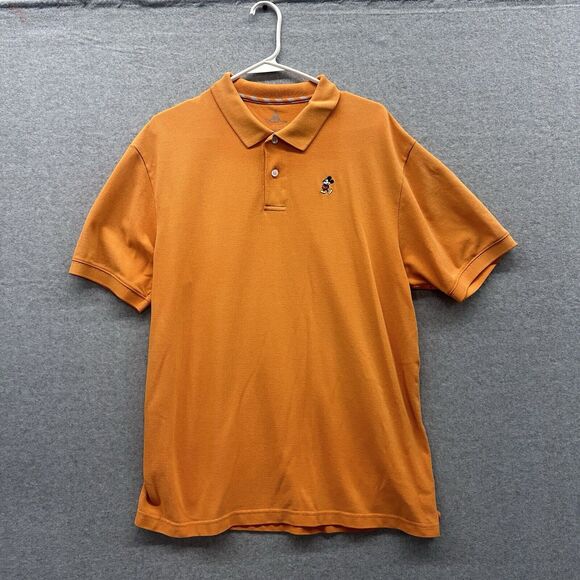 Walt Disney World Parks Polo Shirt Mens Large Mickey Mouse Embroidered Orange - Picture 1 of 5